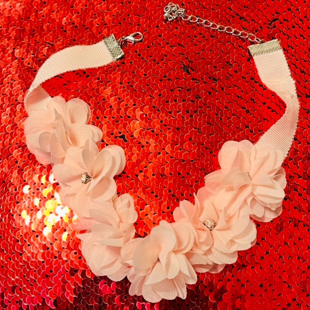 Elegant Pink Floral ChockerNecklace